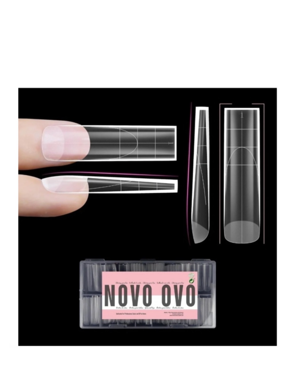 Clear XX-Long Natural Square Full Cover Press-On Nails